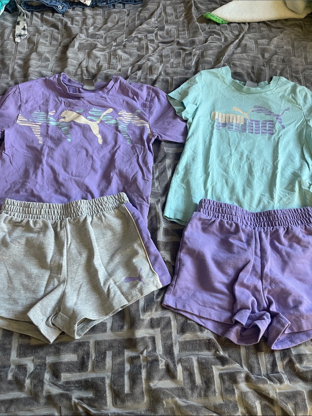 Two Puma Girls Short Sleeve Sets in Lavender & Mint